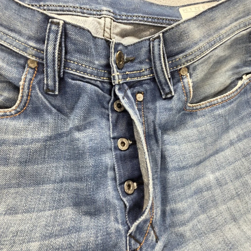 Diesel Jeans Mens 32x34 Blue Quratt Regular Straight Button Altered Hem 008BK